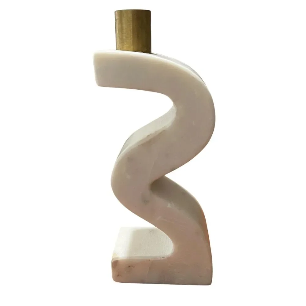 Marble Stone Single Candlestick Holder Brass India Home Decor Modern Countertop